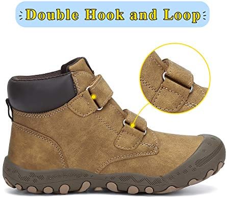 Mishansha Unisex-Child Outdoor Ankle Hiking Boots Boys Girls Trekking Walking Shoes With Hook And Loop