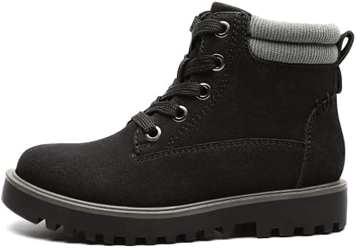 MIXIN Girls Boys Combat Hiking Snow Boots Waterproof Non-Slip Fashion Work Ankle Boots With Lace Up Side Zipper For Little Big Kids