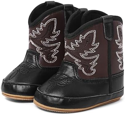 MK MATT KEELY Baby Boys Girls Cowboy Boots Infant Western Boots Toddler Soft Sole Non-Slip Round Toe Bootie Newborn First Walker Crib Shoes