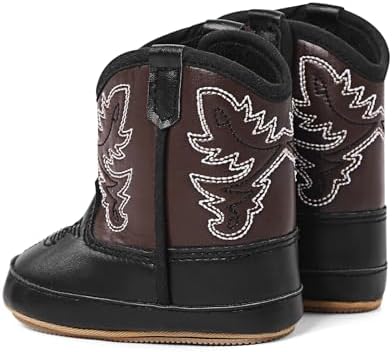 MK MATT KEELY Baby Boys Girls Cowboy Boots Infant Western Boots Toddler Soft Sole Non-Slip Round Toe Bootie Newborn First Walker Crib Shoes