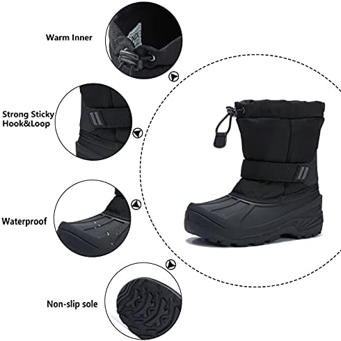 MORENDL Kids' Snow Boots Insulated Waterproof Fur Lined Warm Anti-Slip Winter Shoes For Boys And Girls Outdoor Walking(Toddler/Little Kid)