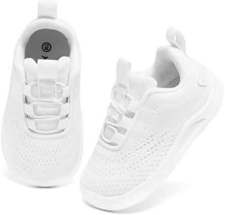 MORENDL Toddler Slip On Sneakers Baby Walking Shoes Non-Slip Breathable Unisex Pink Mesh Lace-Up Athletic Sneakers Infant Running Shoes