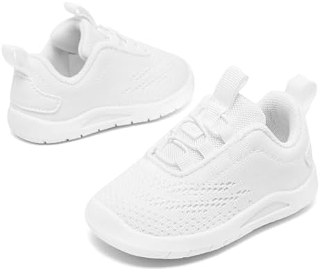 MORENDL Toddler Slip On Sneakers Baby Walking Shoes Non-Slip Breathable Unisex Pink Mesh Lace-Up Athletic Sneakers Infant Running Shoes