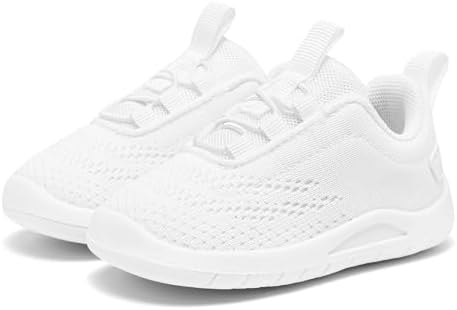 MORENDL Toddler Slip On Sneakers Baby Walking Shoes Non-Slip Breathable Unisex Pink Mesh Lace-Up Athletic Sneakers Infant Running Shoes