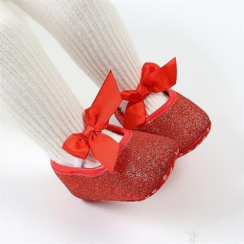 Myppgg Baby Girls Mary Jane Flats Sparkly Bowknot Princess Dress Crib Shoes Non-Slip For Toddler First Walkers