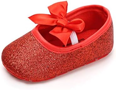 myppgg Baby Girls Mary Jane Flats Sparkly Bowknot Princess Dress Crib Shoes Non-Slip for Toddler First Walkers