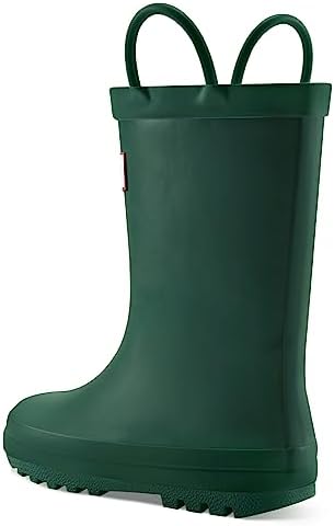 Mysoft Kids Rain Boots For Girls Boys Toddler Waterproof Rubber Cute Printed With Easy-On Handles