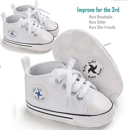 Newborn Baby Girls Boys Canvas Shoes Infant Soft Sole Slip On First Walkers Sneaker Toddler Flat Loafers High Top Crib Denim Unisex Moccasins Shoe