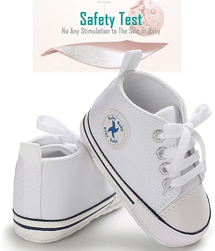 Newborn Baby Girls Boys Canvas Shoes Infant Soft Sole Slip On First Walkers Sneaker Toddler Flat Loafers High Top Crib Denim Unisex Moccasins Shoe