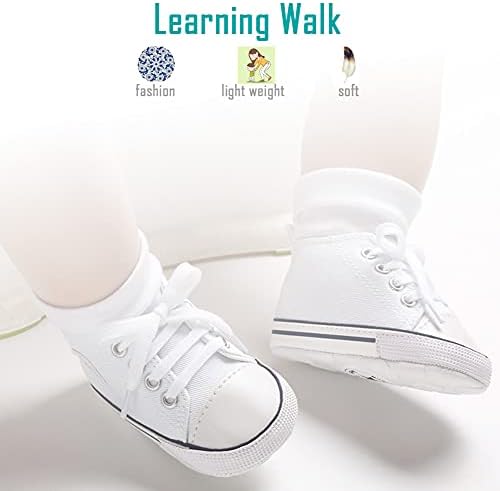 Newborn Baby Girls Boys Canvas Shoes Infant Soft Sole Slip On First Walkers Sneaker Toddler Flat Loafers High Top Crib Denim Unisex Moccasins Shoe