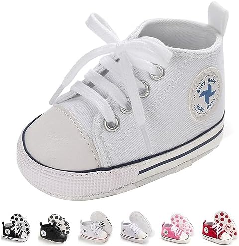 Newborn Baby Girls Boys Canvas Shoes Infant Soft Sole Slip On First Walkers Sneaker Toddler Flat Loafers High Top Crib Denim Unisex Moccasins Shoe