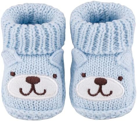 Newborn Knit Booties Soft Baby Sock Boots For Infant Boys Girls First Walkers 2 Pairs 0-3 Months