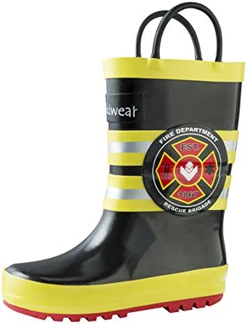 OAKI Toddler Rain Boots – Lightweight Waterproof Rubber Boots for Kids with Easy-On Handles – Durable Kids Outdoor Footwear