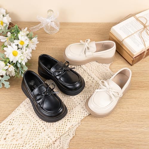 Ohsofy Girls Oxford Flats Dress Shoes Casual Penny Loafers Comfort Non-Slip Sole Wedding Party School Uniform (Toddler/Little Kid)