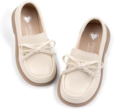 ohsofy Girls Oxford Flats Dress Shoes Casual Penny Loafers Comfort Non-Slip Sole Wedding Party School Uniform (Toddler/Little Kid)