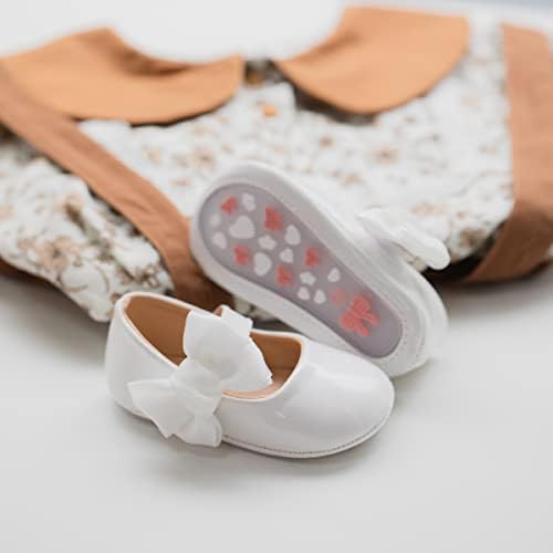 Ohsofy Infant Baby Girls Mary Jane Flats Non-Slip Bowknot Princess Wedding Dress Shoes Toddler Crib Shoes