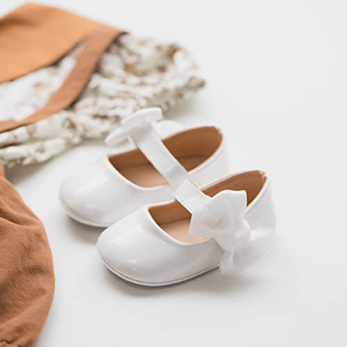 Ohsofy Infant Baby Girls Mary Jane Flats Non-Slip Bowknot Princess Wedding Dress Shoes Toddler Crib Shoes