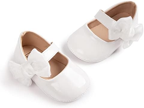 ohsofy Infant Baby Girls Mary Jane Flats Non-Slip Bowknot Princess Wedding Dress Shoes Toddler Crib Shoes