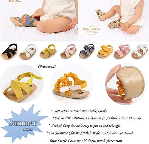 Ohwawadi Baby Boys Girls Sandals Soft Sole Summer Infant Wedding Dress Flat Shoes Beach Sandal Newborn Crib Shoes First Walkers