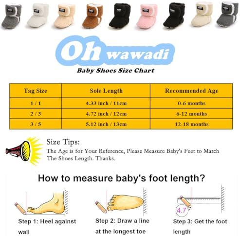 Ohwawadi Infant Baby Boots Boys Girls Cozy Fleece Slippers Snow Boots Winter Baby Girl Shoes Warm Baby Crib Footwear For Newborn Toddlers