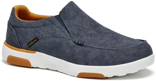 OrthoComfoot Men's Orthopedic Comfortable Slip-On Shoes with Arch Support Orthotic Loafers for Plantar Fasciitis Canvas Leisure Vintage Flat Walking Shoes for Foot and Heel Pain Relief