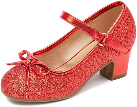 Osinnme Girls Dress Shoes Princess Shoes Sparkle Toddler High Heels Wedding Party Prom Footwear Cute Flower Mary Jane Pumps for Little Kids