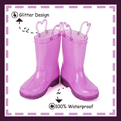 Outee Toddler Kids Adorable Lightwight Waterproof Rain Boots Light Up By Steps