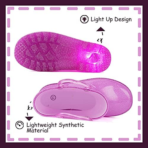 Outee Toddler Kids Adorable Lightwight Waterproof Rain Boots Light Up By Steps