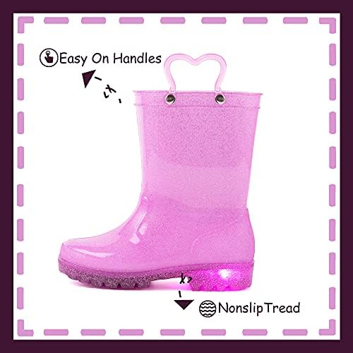 Outee Toddler Kids Adorable Lightwight Waterproof Rain Boots Light Up By Steps