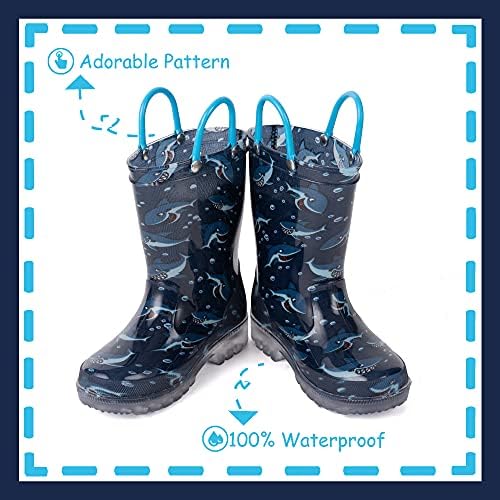 Outee Toddler Kids Adorable Lightwight Waterproof Rain Boots Light Up By Steps