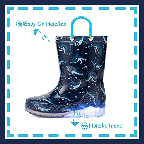Outee Toddler Kids Adorable Lightwight Waterproof Rain Boots Light Up By Steps