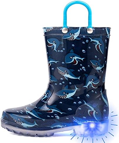 Outee Toddler Kids Adorable Lightwight Waterproof Rain Boots Light Up by Steps