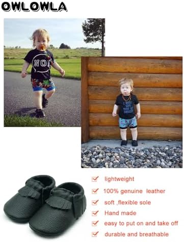 OWLOWLA Baby Moccasins Soft Sole Leather Baby Shoes Infant Toddler Pre-Walker Shoes Baby Boy Girl