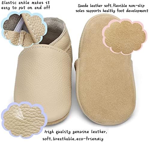 OWLOWLA Soft Sole Baby Shoes Leather Baby First Walking Crib Shoes Slip-on Baby Moccasins Infant Toddler Pre-Walker Shoes For Boy Girl