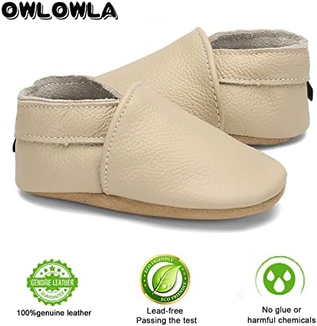 OWLOWLA Soft Sole Baby Shoes Leather Baby First Walking Crib Shoes Slip-on Baby Moccasins Infant Toddler Pre-Walker Shoes For Boy Girl