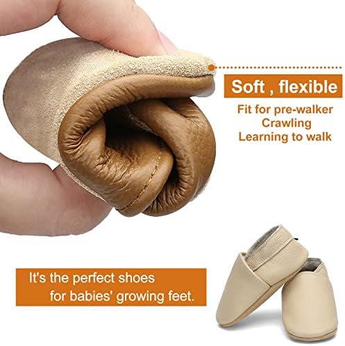 OWLOWLA Soft Sole Baby Shoes Leather Baby First Walking Crib Shoes Slip-on Baby Moccasins Infant Toddler Pre-Walker Shoes For Boy Girl