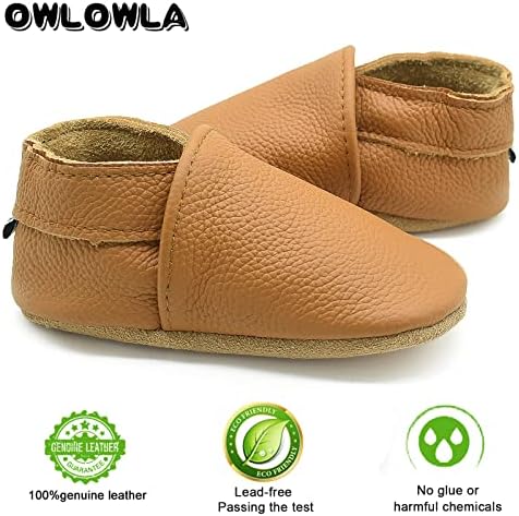 OWLOWLA Soft Sole Baby Shoes Leather Baby First Walking Crib Shoes Slip-on Baby Moccasins Infant Toddler Pre-Walker Shoes For Boy Girl