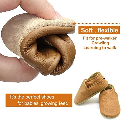 OWLOWLA Soft Sole Baby Shoes Leather Baby First Walking Crib Shoes Slip-on Baby Moccasins Infant Toddler Pre-Walker Shoes For Boy Girl