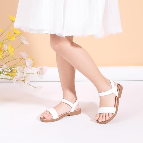 PANDANINJIA Gina Girls Sandals Open Toe Summer Flats Dress Sandals Shoes Toddler/Little Kid/Big Kid