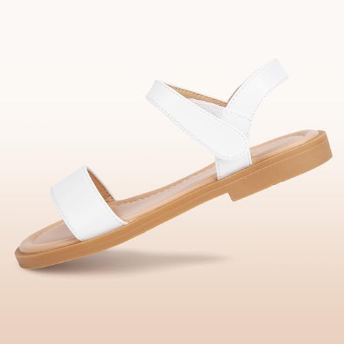 PANDANINJIA Gina Girls Sandals Open Toe Summer Flats Dress Sandals Shoes Toddler/Little Kid/Big Kid