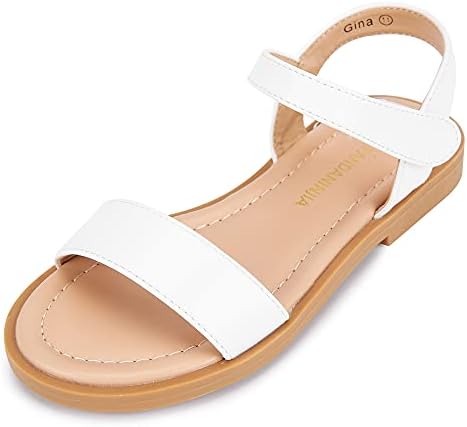 PANDANINJIA Gina Girls Sandals Open Toe Summer Flats Dress Sandals Shoes Toddler/Little Kid/Big Kid