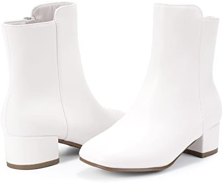 PANDANINJIA Girls Boots Fashion Square-Toe Dress Boots Low Heel Alyssa Ankle Booties With Zipper For Toddler Little Kids Big Kids
