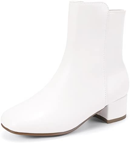 PANDANINJIA Girls Boots Fashion Square-Toe Dress Boots Low Heel Alyssa Ankle Booties with Zipper for Toddler Little Kids Big Kids