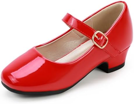 PANDANINJIA Girls Dress Shoes Toddler Little Big Kid Chunky Heels Wedding Party School PNEMY Flower Girl Shoes