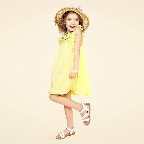 PANDANINJIA Girls Sandals Monica Summer Open Toe Flats Shoes Dress Sandals For Toddler Little Kid Big Kid