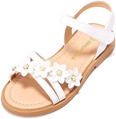 PANDANINJIA Girls Sandals Toddler Little Big Kids Kid Cute Open Toe Flats Dress Sandals Mona Summer Shoes