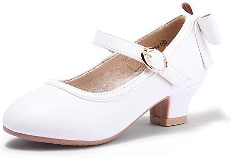 PANDANINJIA Girls Toddler/Little Kid Jada Dress Mary Jane Pumps Bow Low Heels Party Wedding Princess Shoes