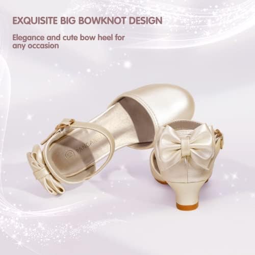 PANDANINJIA Wendy Girls Heels Dress Shoes Flower Girl Mary Jane Sandals Wedding Party Princess Shoes For Toddler Little Kid Big Kid