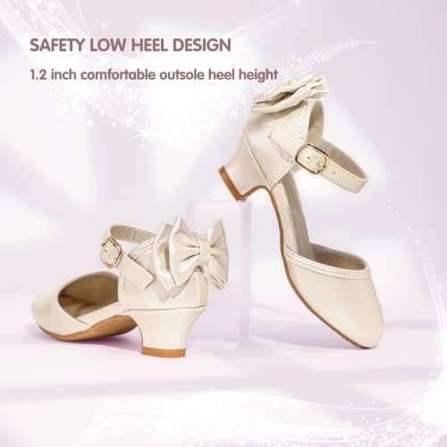 PANDANINJIA Wendy Girls Heels Dress Shoes Flower Girl Mary Jane Sandals Wedding Party Princess Shoes For Toddler Little Kid Big Kid