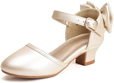 PANDANINJIA Wendy Girls Heels Dress Shoes Flower Girl Mary Jane Sandals Wedding Party Princess Shoes for Toddler Little Kid Big Kid